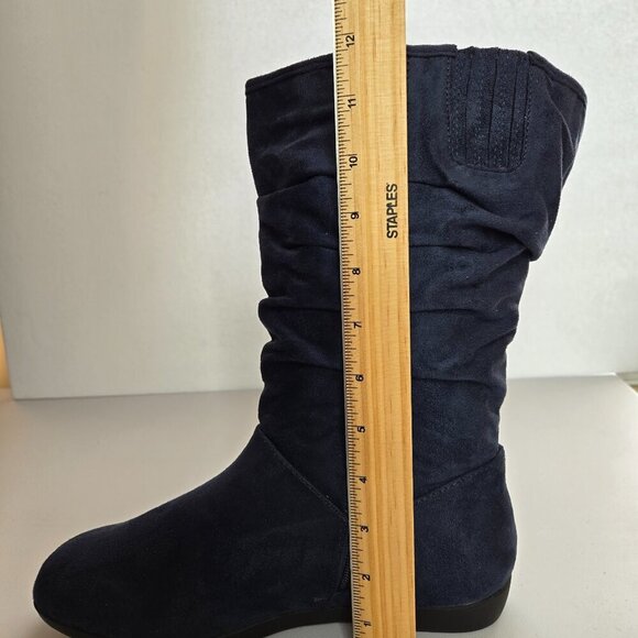 Women's Navy Suede Boots - Picture 11 of 13
